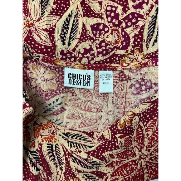 Chico's Design Womens Floral Print 100% Rayon Skirt With Ruffle Hem Size 1 - Picture 3 of 8